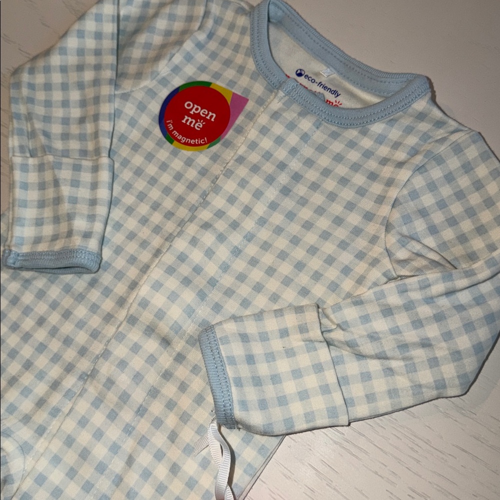 Magnetic Me Blue Gingham Footie 0-3 months - Picture 4 of 4